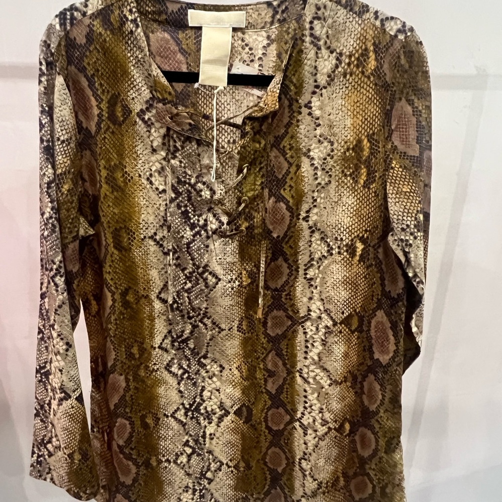 Michael Kors Brown Tan python Snake Print Swim Tunic
